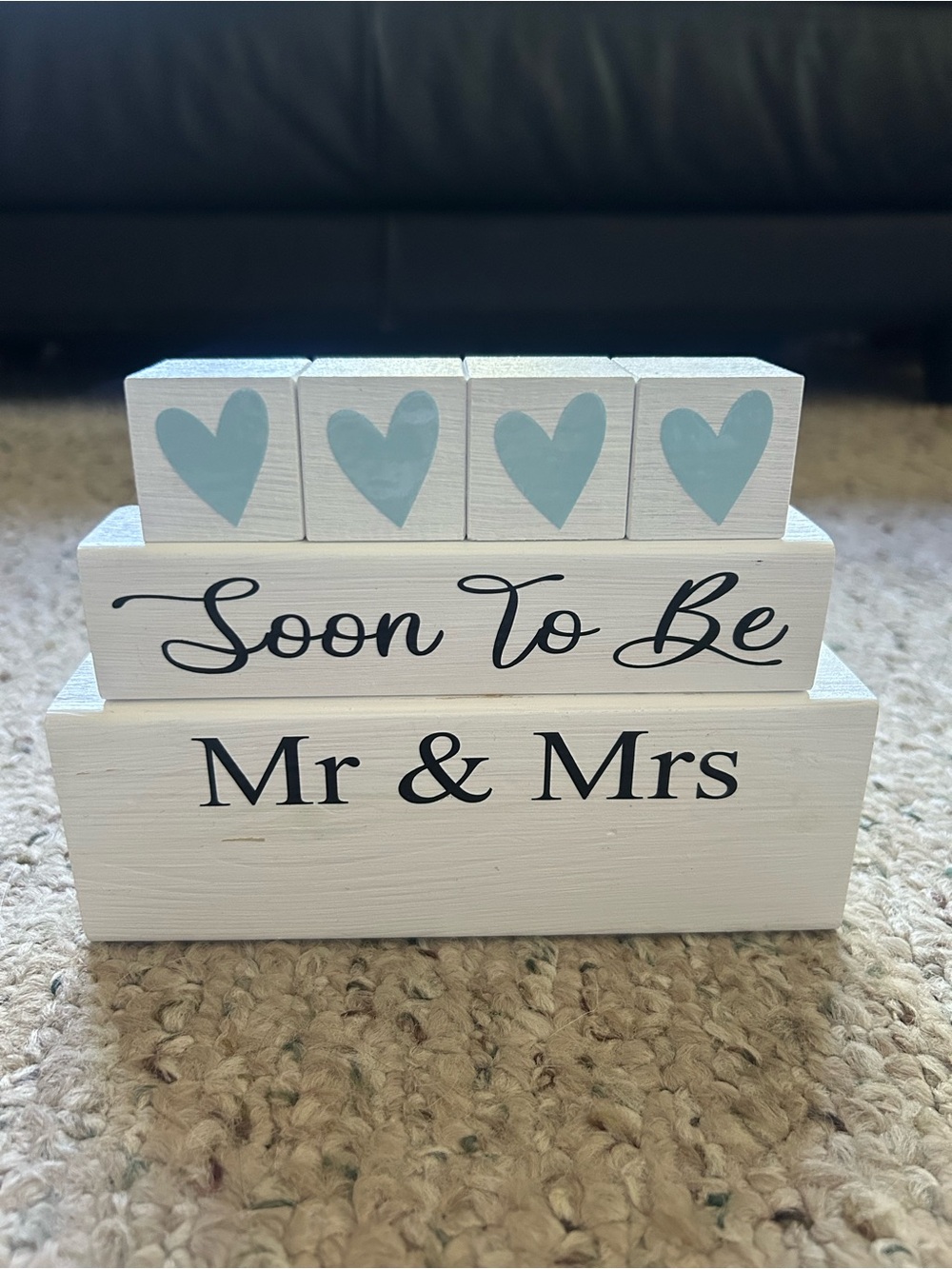 Soon To Be Mr & Mrs White and Light Blue Decorative Blocks